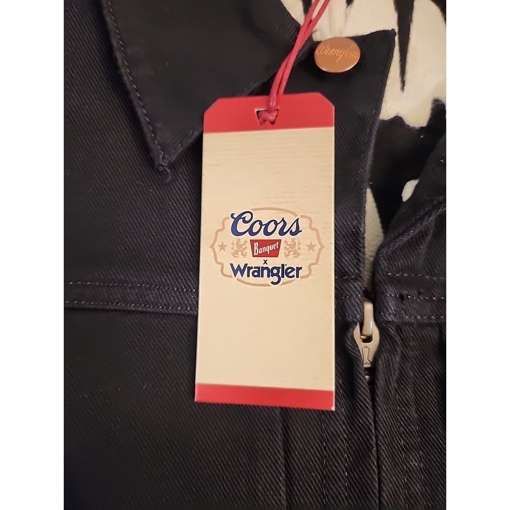 Wrangler Jeans Coors Banquet Mens L Black Denim Jacket Cowboy Buy It SHIPS FAST - Picture 4 of 7